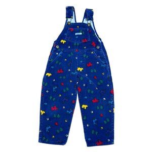 Vintage 90s Carters Baby Corduroy‎ Overalls Unisex Multicolor Forest Animal 3T